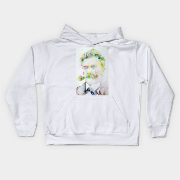 FRIEDRICH NIETZSCHE watercolor portrait .7 Kids Hoodie by lautir